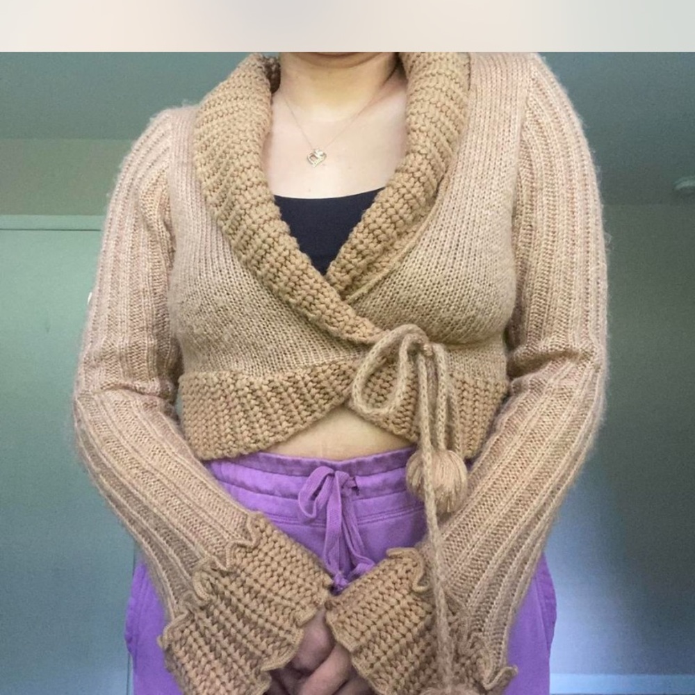 Miss Me Tan Wrap Cardigan Sweater